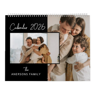 Schwarz-Weiß-Minimalist-Aesthetic-Familienfoto Kalender