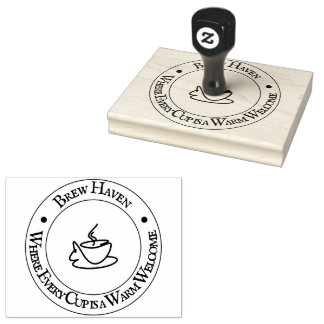 Schwarz-Weiß-Minimalist-Café-Logo-Kreis Gummistempel