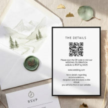 Schwarz-Weiß-Minimalist mit QR-Code-Hochzeit