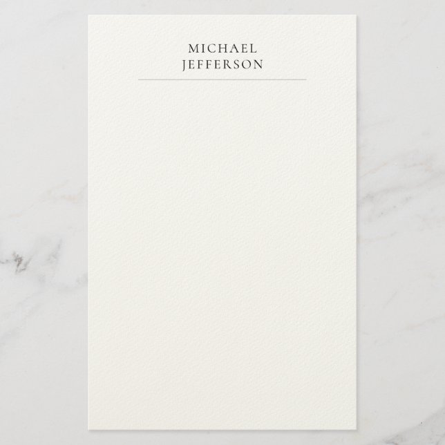 Schwarz-Weiß-Minimalist Plain Modern Briefpapier (Vorderseite)