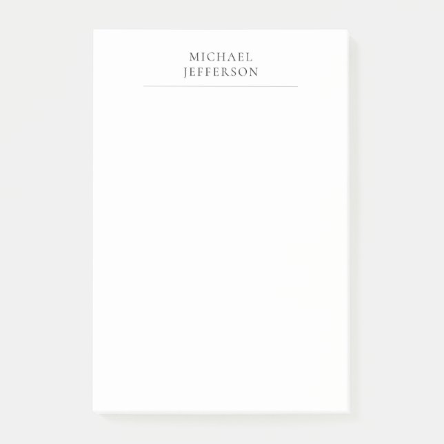Schwarz-Weiß-Minimalist Plain Modern Post-it Klebezettel (Vorderseite)
