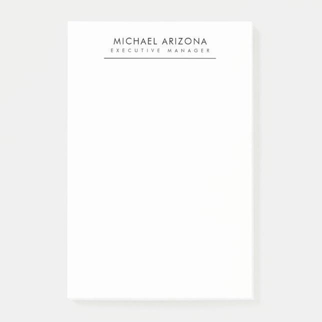 Schwarz-Weiß-Minimalist Plain Modern Post-it Klebezettel (Vorderseite)