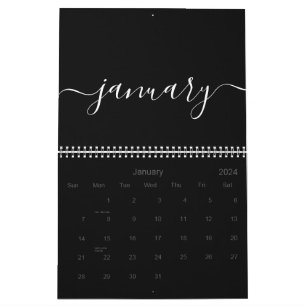 Schwarz/Weiß Minimalistisch 2025 Kalender