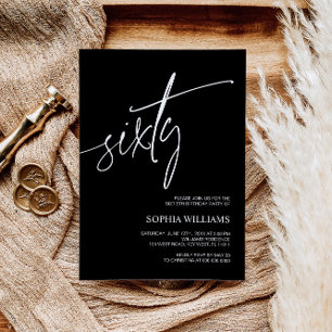 Schwarz/Weiß Minimalistisch 60. Geburtstagsfeier E Einladung