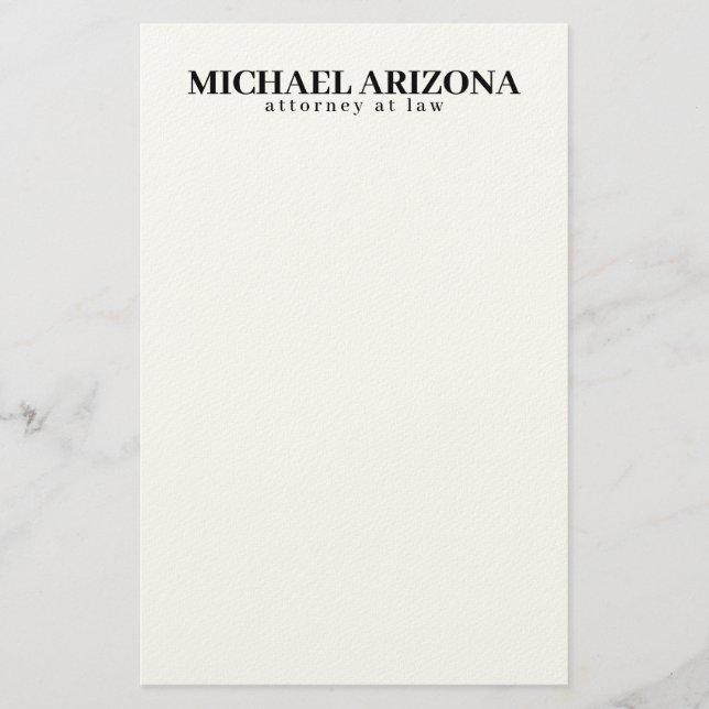 Schwarz/Weiß Minimalistisch Einfach Schlicht Briefpapier (Vorderseite)