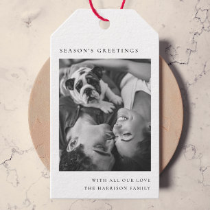 Schwarz-Weiß Minimalistisch Einfaches Foto Geschenkanhänger