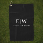 Schwarz-Weiß-Minimalistisch-Modern-Monogramm Golfhandtuch<br><div class="desc">Die Minimalistische Monogram Kollektion Schwarz/Weiß: Einfache Einfachheit und Eleganz in unseren minimalistischen Designs, die so gestaltet sind, dass sie Ihren Stil mühelos erweitern. Diese Kollektion wurde mit einem scharfen Blick für moderne Ästhetik gestaltet und weist elegante Schwarz-Weiß-Designs auf, die durch personalisierte Monogramme noch verstärkt werden. Von der schicken Schreibwaren bis...</div>