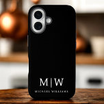 Schwarz-Weiß-Minimalistisch-Modern-Monogramm iPhone 16 Hülle<br><div class="desc">Die Minimalistische Monogram Kollektion Schwarz/Weiß: Einfache Einfachheit und Eleganz in unseren minimalistischen Designs, die so gestaltet sind, dass sie Ihren Stil mühelos erweitern. Diese Kollektion wurde mit einem scharfen Blick für moderne Ästhetik gestaltet und weist elegante Schwarz-Weiß-Designs auf, die durch personalisierte Monogramme noch verstärkt werden. Von der schicken Schreibwaren bis...</div>