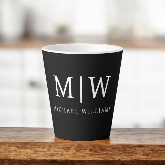 Schwarz-Weiß-Minimalistisch-Modern-Monogramm Milchtasse (Von Creator hochgeladen)