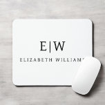 Schwarz-Weiß-Minimalistisch-Modern-Monogramm Mousepad<br><div class="desc">Die Minimalistische Monogram Kollektion Schwarz/Weiß: Einfache Einfachheit und Eleganz in unseren minimalistischen Designs, die so gestaltet sind, dass sie Ihren Stil mühelos erweitern. Diese Kollektion wurde mit einem scharfen Blick für moderne Ästhetik gestaltet und weist elegante Schwarz-Weiß-Designs auf, die durch personalisierte Monogramme noch verstärkt werden. Von der schicken Schreibwaren bis...</div>