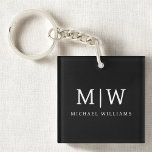 Schwarz-Weiß-Minimalistisch-Modern-Monogramm Schlüsselanhänger<br><div class="desc">Die Minimalistische Monogram Kollektion Schwarz/Weiß: Einfache Einfachheit und Eleganz in unseren minimalistischen Designs, die so gestaltet sind, dass sie Ihren Stil mühelos erweitern. Diese Kollektion wurde mit einem scharfen Blick für moderne Ästhetik gestaltet und weist elegante Schwarz-Weiß-Designs auf, die durch personalisierte Monogramme noch verstärkt werden. Von der schicken Schreibwaren bis...</div>