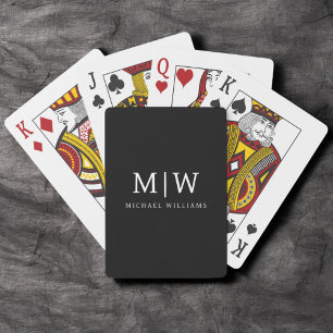 Schwarz-Weiß-Minimalistisch-Modern-Monogramm Spielkarten