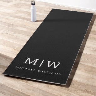 Schwarz-Weiß-Minimalistisch-Modern-Monogramm Yogamatte