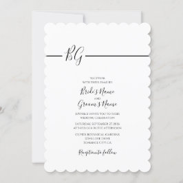 Schwarz-Weiß-Minimalistisch-Monogramm-Hochzeit Einladung