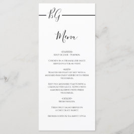 Schwarz-Weiß-Minimalistisch-Monogramm-Hochzeit Menükarte