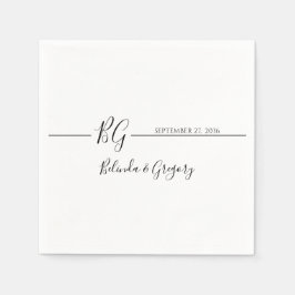 Schwarz-Weiß-Minimalistisch-Monogramm-Hochzeit Serviette