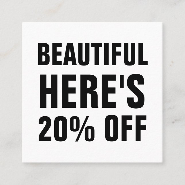 Schwarz-Weiß-minimalistisch, schlicht Rabattkarte (Vorderseite)