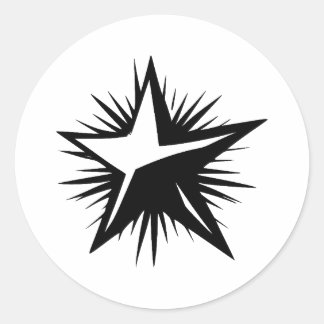 Schwarz/Weiß-Minimalistisch-Star-Design Runder Aufkleber