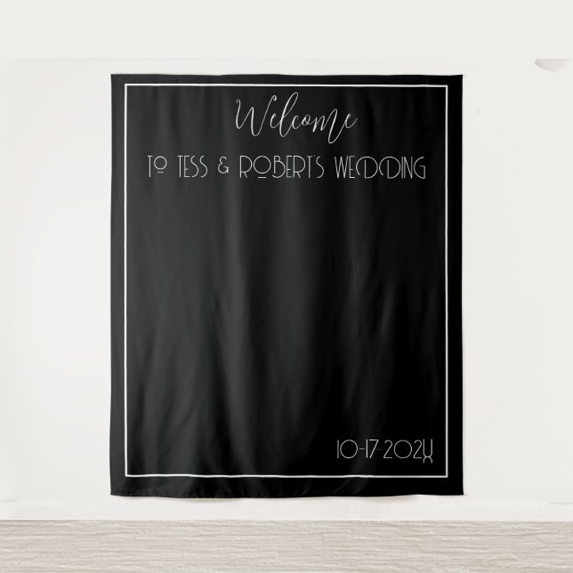 Schwarz-Weiß-Minimalistisch Wandteppich (Vorderseite)