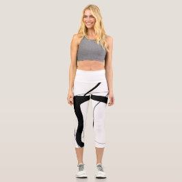 Schwarz-Weiß-Minimalistische Abstrakte Kunst Capri Leggings