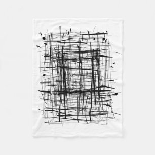 Schwarz-Weiß-Minimalistische Abstrakte Kunst Fleecedecke