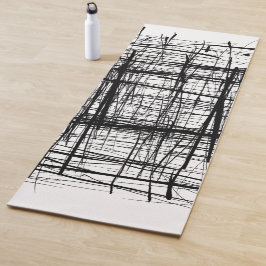Schwarz-Weiß-Minimalistische Abstrakte Kunst Yogamatte