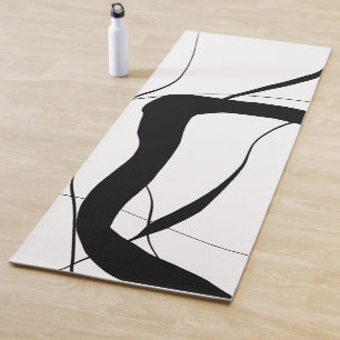 Schwarz-Weiß-Minimalistische Abstrakte Kunst Yogamatte