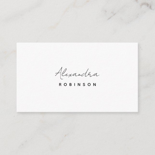 Schwarz-Weiß-Minimalistische Feminine in Monogramm Visitenkarte (Vorderseite)