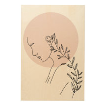 Schwarz-Weiß-Minimalistische Frauenline Holzwall K