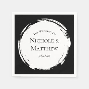 Schwarz-Weiß-Minimalistische Hochzeit Serviette