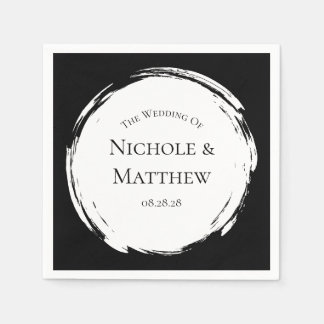 Schwarz-Weiß-Minimalistische Hochzeit Serviette