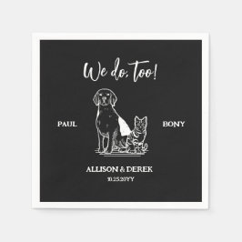 Schwarz-Weiß-Minimalistische Hundekatze Serviette