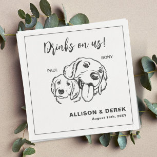 Schwarz-Weiß-Minimalistische Hundekatze Serviette