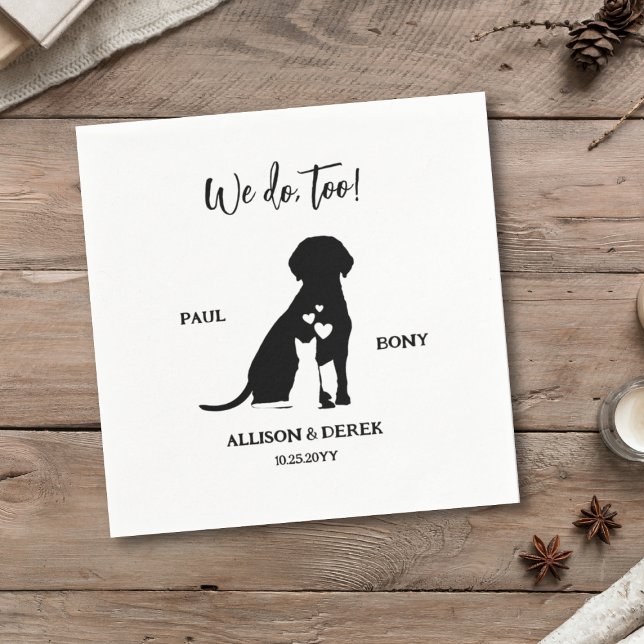 Schwarz-Weiß-Minimalistische Hundekatze Serviette (Von Creator hochgeladen)