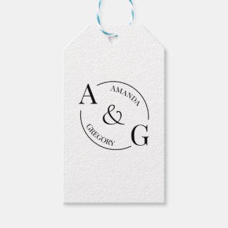 Schwarz-Weiß-Minimalistische Monogramm-Namensschil Geschenkanhänger