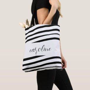 Schwarz-Weiß-Minimalistische Monogramm-Tasche Tasche