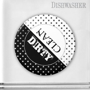 Schwarz-weiß minimalistischer Retro-Geschirrspülma Magnet