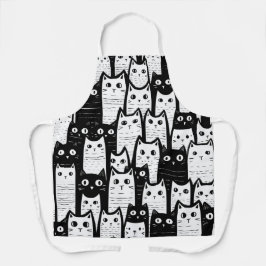 Schwarz-Weiß-Minimalistisches Katzenmuster Schürze