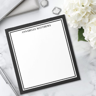 Schwarz-weiß minimalistisches Monogramm Notizblock