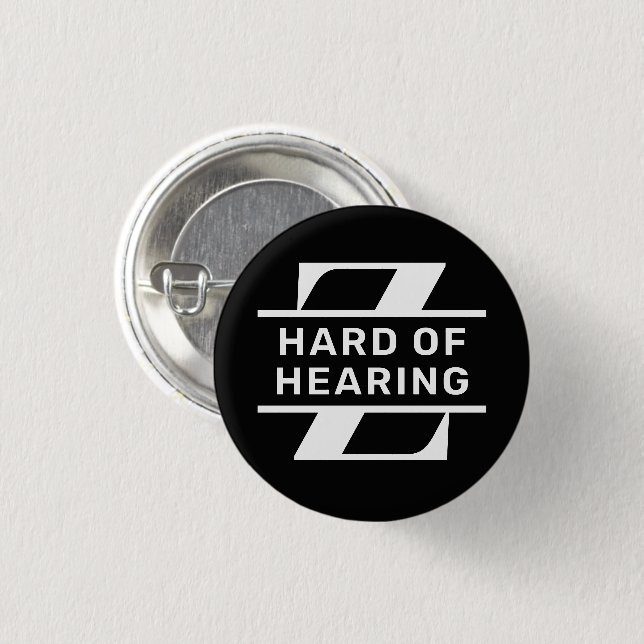 Schwarz Weiß Minimalistisches Monogramm Schwerhöri Button (Vorne & Hinten)