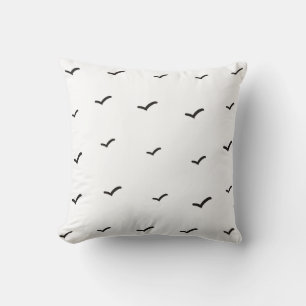 Schwarz-weiß minimalistisches Vögel-Muster/ Druck Kissen