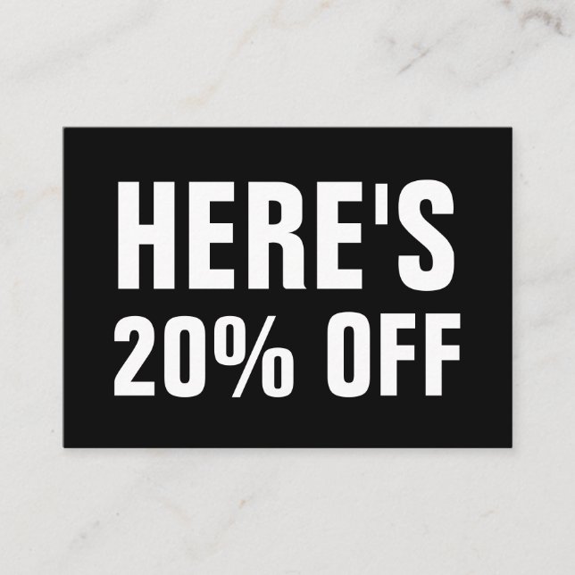 Schwarz-Weiß-Minimalkarte Rabattkarte (Vorderseite)