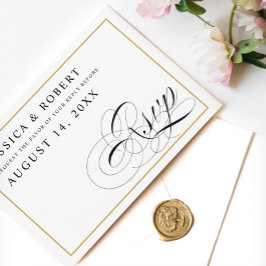 Schwarz & Weiß mit festem Gold-Hochzeitstil RSVP Karte