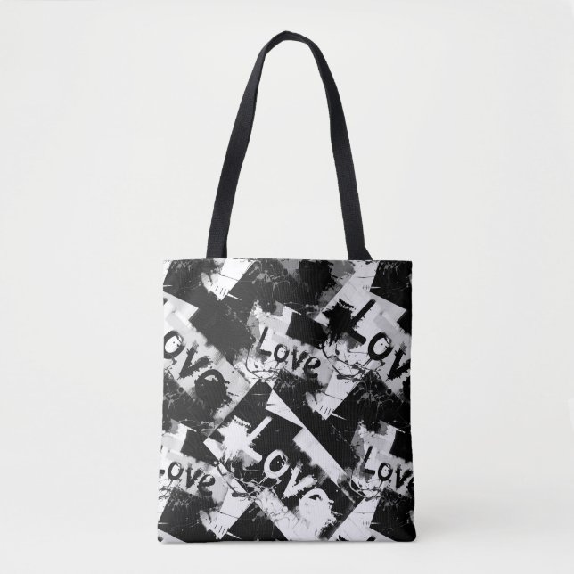 Schwarz-Weiß mit Flecken in der Liebe Tasche (Vorderseite)