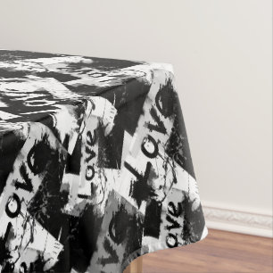 Schwarz-Weiß mit Flecken in der Liebe Tischdecke