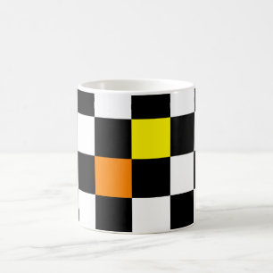 Schwarz, weiß, mit gelb orangefarbener Karton Kaffeetasse