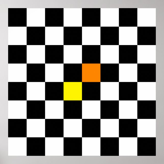 Schwarz, weiß, mit gelb orangefarbener Karton Poster (Vorne)