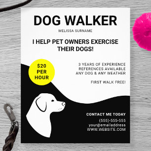 Schwarz-Weiß mit gelbem Hundedesign - Hundeausführ Flyer