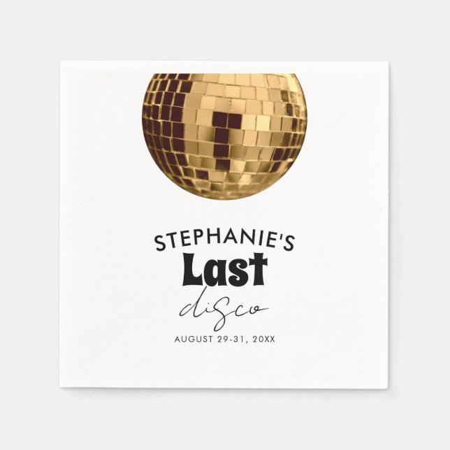 Schwarz-Weiß mit Gold Letzte Disco Serviette (Vorderseite)