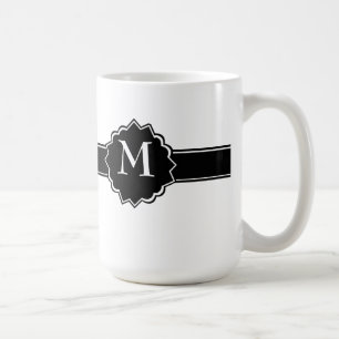 Schwarz-weiß Mit Monogramm Kaffeetasse